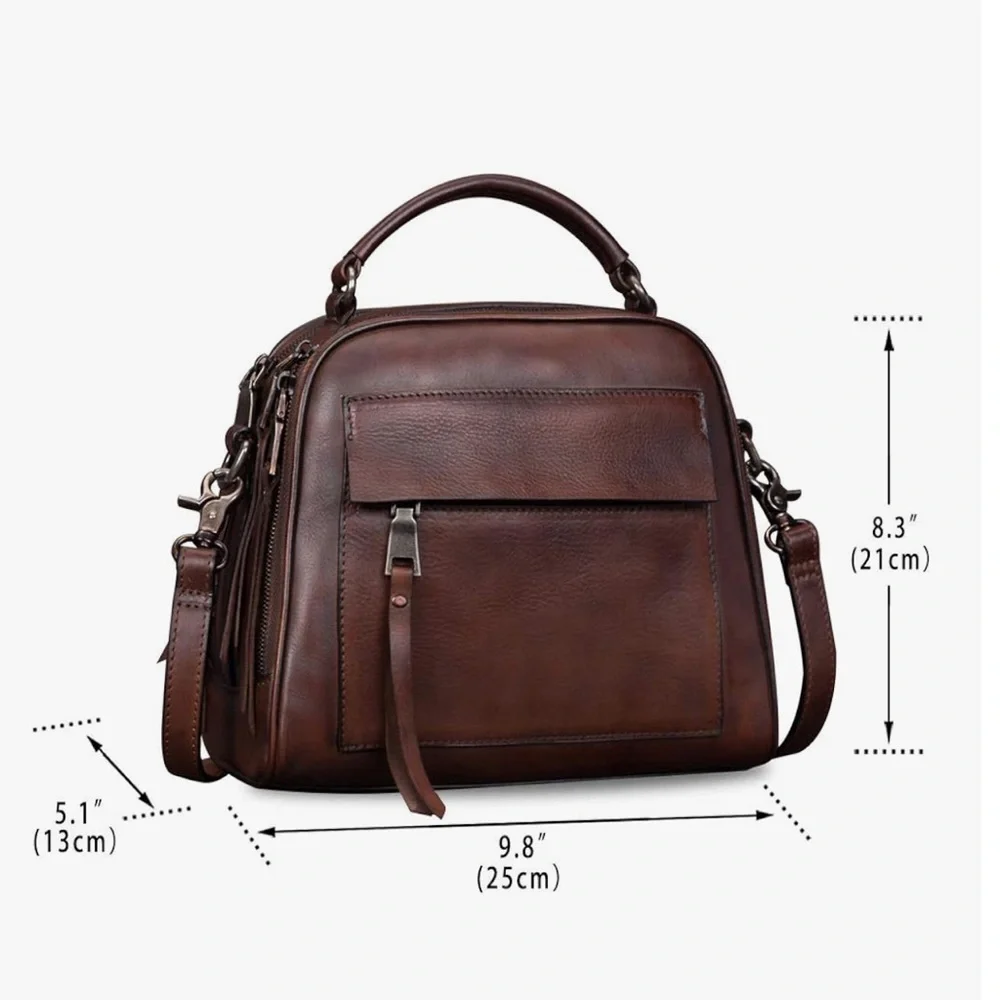 IVTG Vintage Handmade Real Leather Crossbody Satchel - Picture 7 of 8